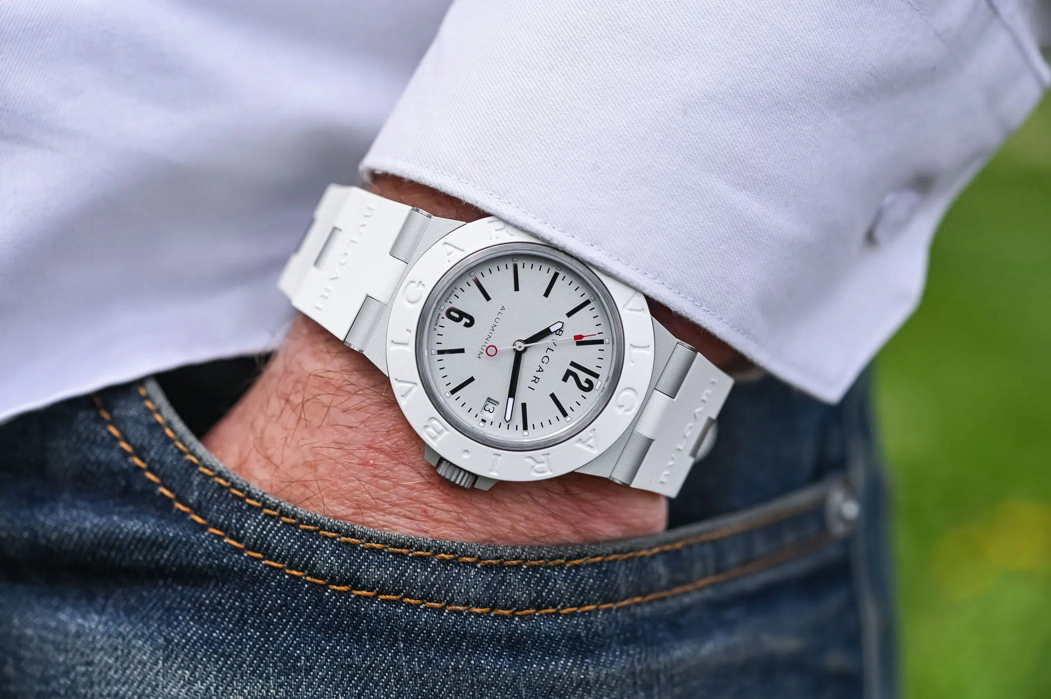 bulgari aluminium time and date white 103964 5