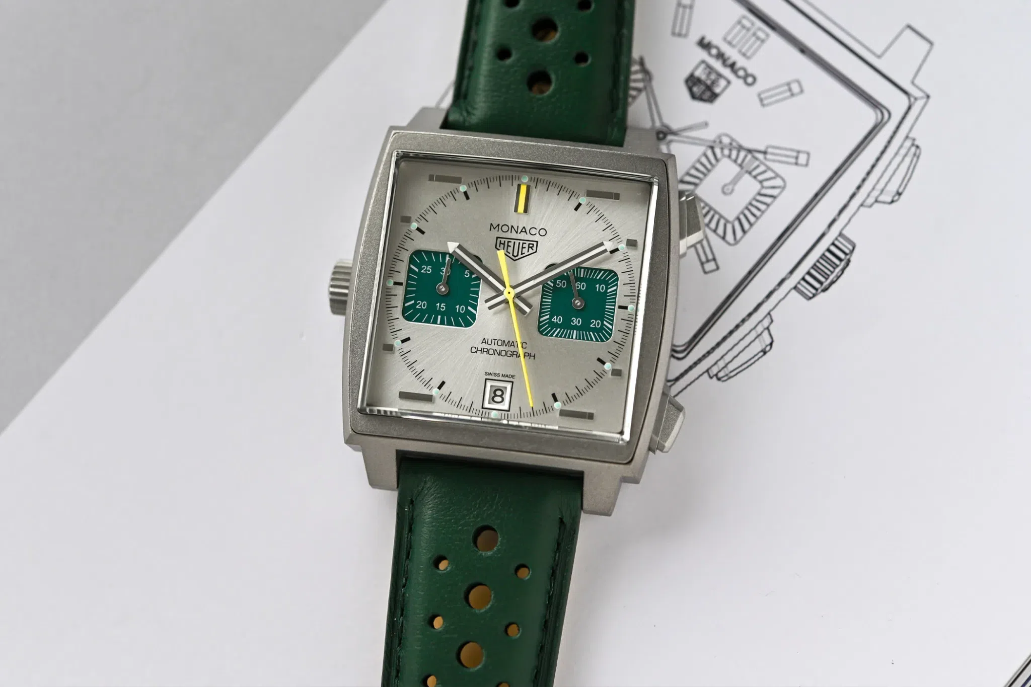 tag heuer monaco chronograph racing green calibre 11 titanium review 5 jpg