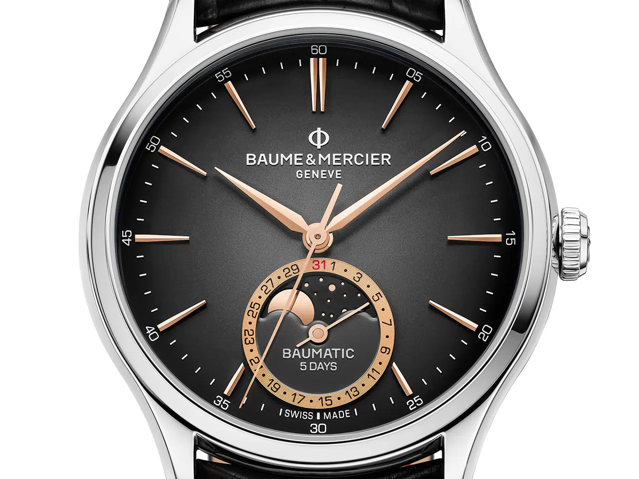 baume & mercier clifton baumatic moon phases date 10758 002